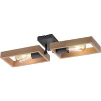 LeuchtenDirekt Deckenleuchte FRAME, 2xE27/max. 60W, Innenleuchte, IP20, Metall und Holz von Leuchten Direkt