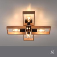 LeuchtenDirekt Deckenleuchte FRAME, 4xE27/max. 60W, Innenleuchte, IP20, Metall und Holz von JUST LIGHT