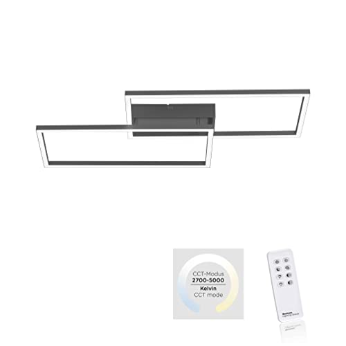 LeuchtenDirekt LED Deckenleuchte IVEN, schwarz, 2xLED-Board/13,7W/2700-5000K, Innenleuchte, IP20, CCT-Farbtemperatursteuerung, Dimmbar, Infrarot-Fernbedienung, Memoryfunktion, 14140-18 von LeuchtenDirekt