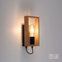 LeuchtenDirekt Wandleuchte FRAME, 1xE27/max. 60W, Innenleuchte, IP20, Wippschalter,  Metall und Holz von JUST LIGHT