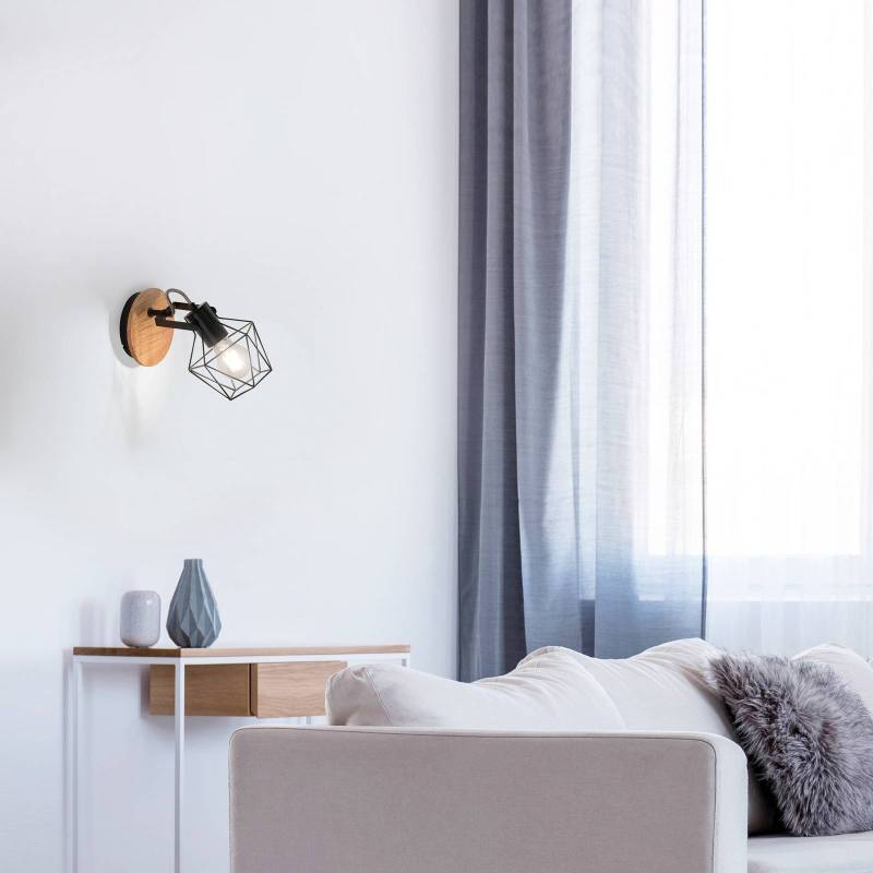 Wandleuchte Jaro justierbar schwarz/holz 1-flammig von JUST LIGHT. GmbH