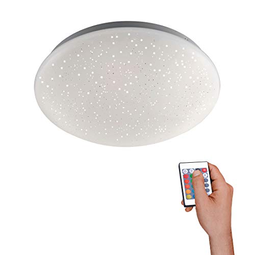 LeuchtenDirekt LED Deckenlampe in Sternenhimmel-Optik, rund 25cm Ø | dimmbare Deckenleuchte RGB-Farbwechsel, warmweißes Licht | Farbsteuerung über Fernbedienung… von LeuchtenDirekt