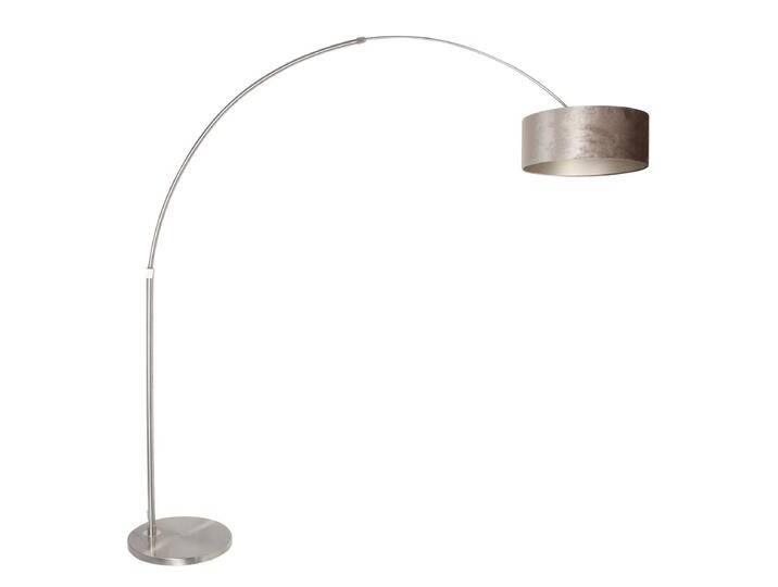 Bogenlampe Sparkled Edelstahl mit samttaupefarbener Haube von LeuchtenTotal