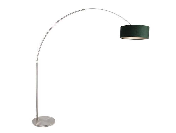 Bogenlampe Sparkled Edelstahl mit veloursgrüner Haube Steinhauer von LeuchtenTotal