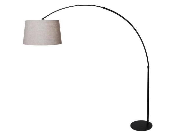 Bogenlampe Stresa schwarz mit Leinenlampenschirm Steinhauer - von LeuchtenTotal