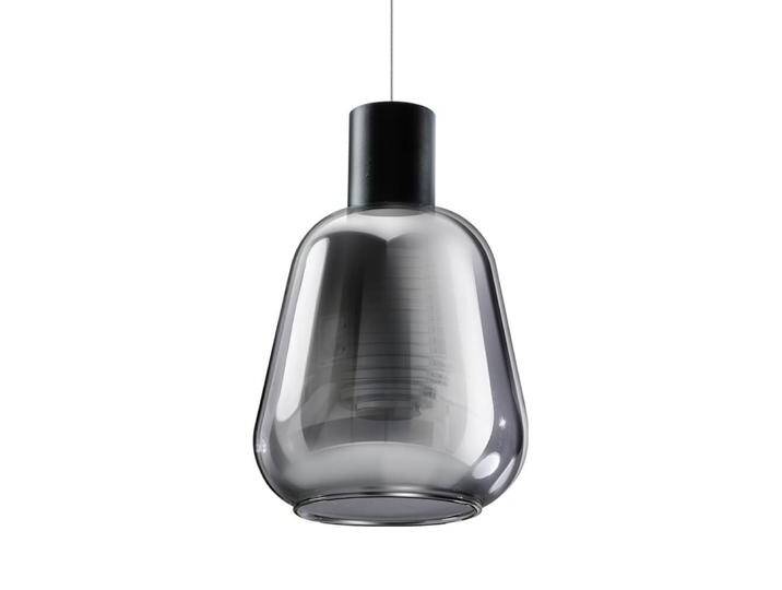 Hängelampe aus Glas Gary schwarz mit Rauchglas ETH - von LeuchtenTotal