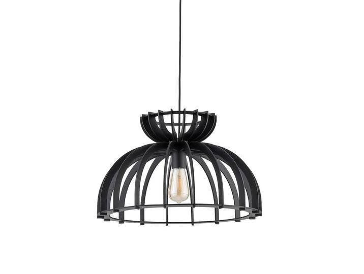 Hängelampe aus Holz Kymi Ø 48cm - schwarz Lyora - 10575 von LeuchtenTotal