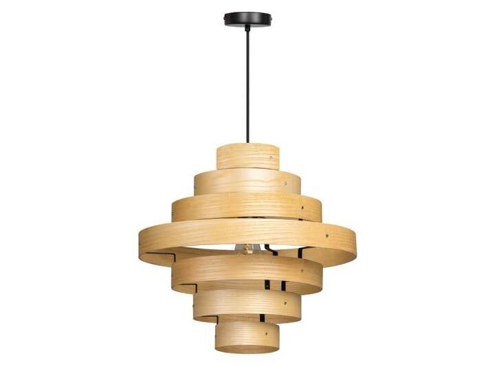 Hängelampe aus Holz Oaknut 7-Ring ETH - 05-HL4453-72 von LeuchtenTotal
