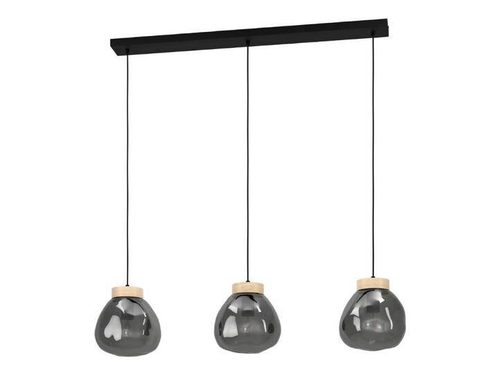 Hängelampe mit 3 Leuchten Magacela Holz mit Rauchglas Stars of von LeuchtenTotal