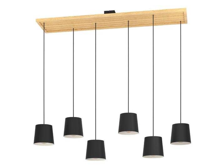 Hängelampe mit 6 Leuchten Camarioca Holz mit Schwarz Stars of von LeuchtenTotal