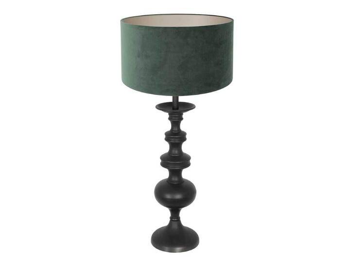 Klassische Tischlampe Lyons C mit grüner Samthaube Steinhauer - von LeuchtenTotal