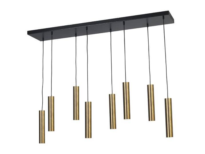 Schwarze Esszimmer-Hängelampe Run 8-Licht-Zylinder Gold von LeuchtenTotal