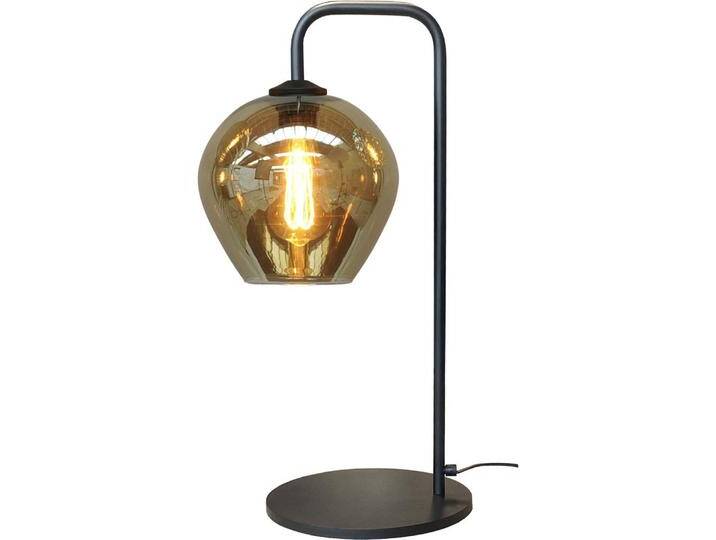 Schwarze Tischlampe Quinto mit Rauchglas Masterlight - von LeuchtenTotal