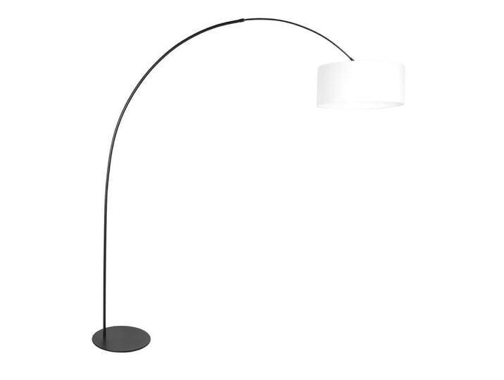 Stehlampe Curve schwarz mit grobem weißem Schirm Ø 50cm von LeuchtenTotal