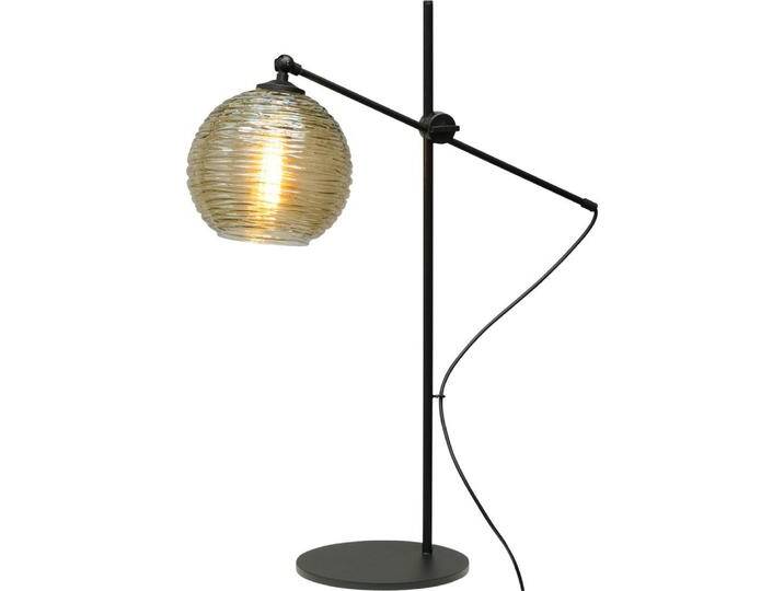 Verstellbare Tischlampe Quinto Smoke mit gestreiftem Glas von LeuchtenTotal