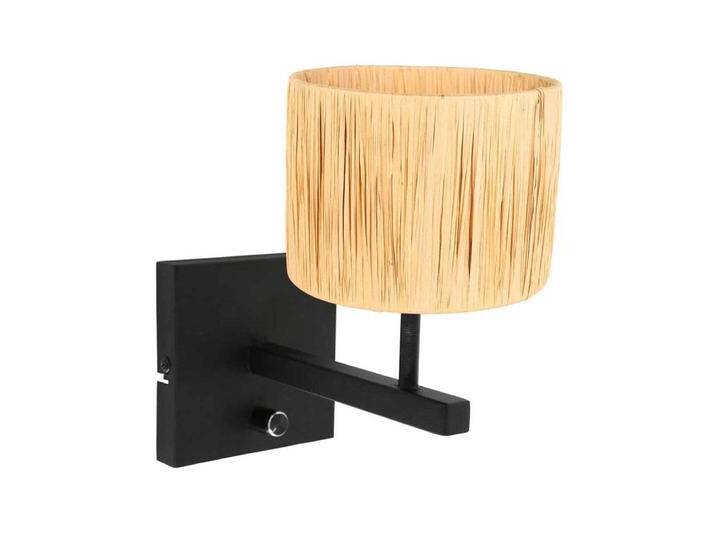 Wandleuchte Stang mit Dimmer schwarz und Strohkappe Steinhauer - von LeuchtenTotal