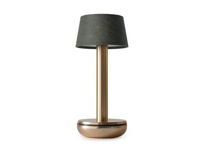 Wiederaufladbare Tischlampe Two Gold Emerald Leinen Humble - von LeuchtenTotal