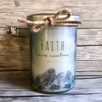 Handgegossene Kerze Im Glas Mit Print "Faith Moves Mountains" Glaube Berge Jar Candle Handmade Faith Mountains von LeuchtfeuerCandles
