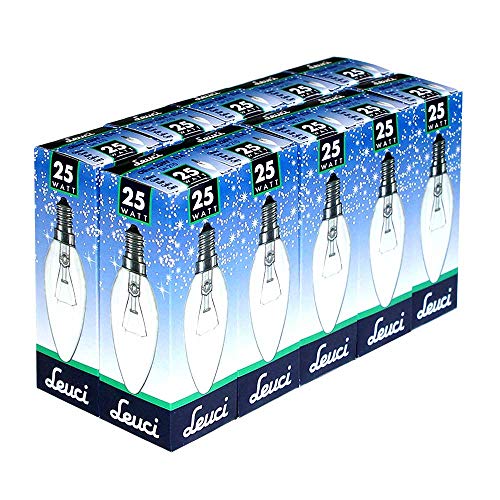 Leuci 10 x Glühbirne Kerze 25W E14 Glühlampe KLAR Glühbirnen Glühlampen Kerzen warmweiß dimmbar (25 Watt) von Leuci