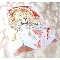 A5/A4 Fantasy Druck Mit Löwe Und Jungtier A5/A4 Fantasy Druck Mit Löwe Und Jungtier von LeucisticLynx