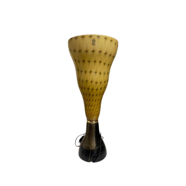Murano Glas Tischlampe Vivia T in Bernstein mit Punkten (90er Jahre), Leucos von Leucos