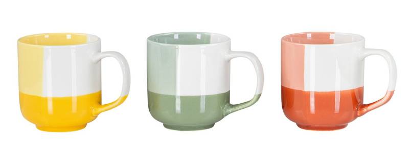 Levandeo® Becher, 3er Set Bunte Tassen 330ml Porzellan Gelb Grün Rot Kaffeetasse von Levandeo®