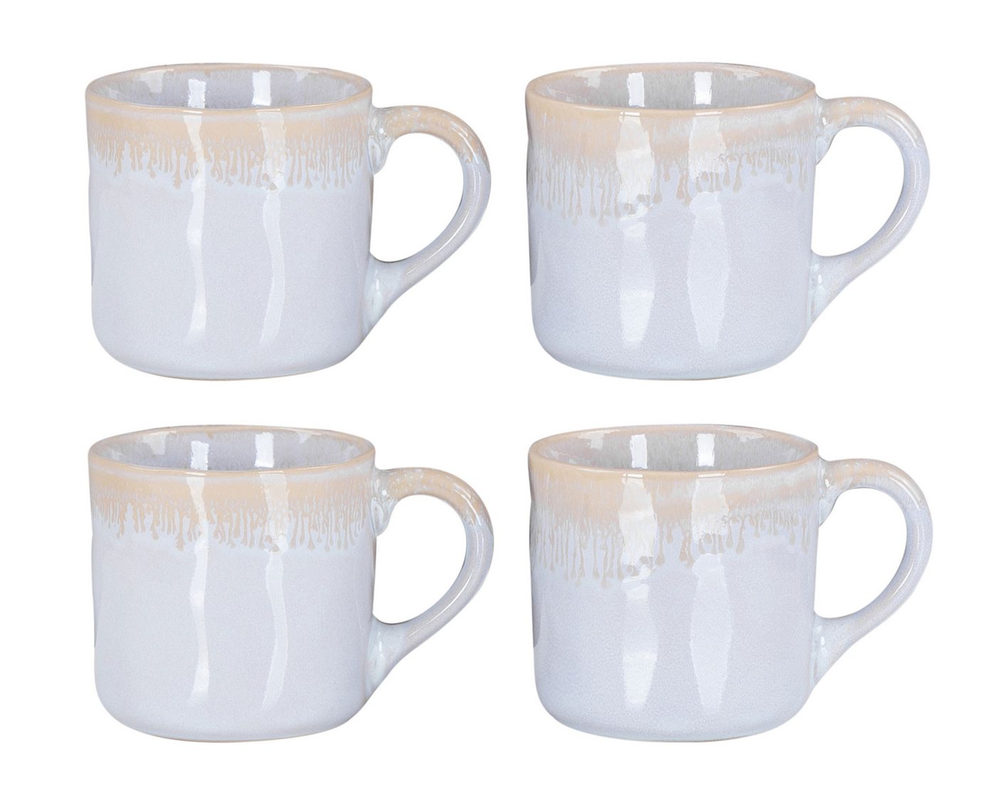 Levandeo® Becher, 4er Set Steingut Becher 350ml Tasse Grau Kaffeepott Tasse Modern von Levandeo®