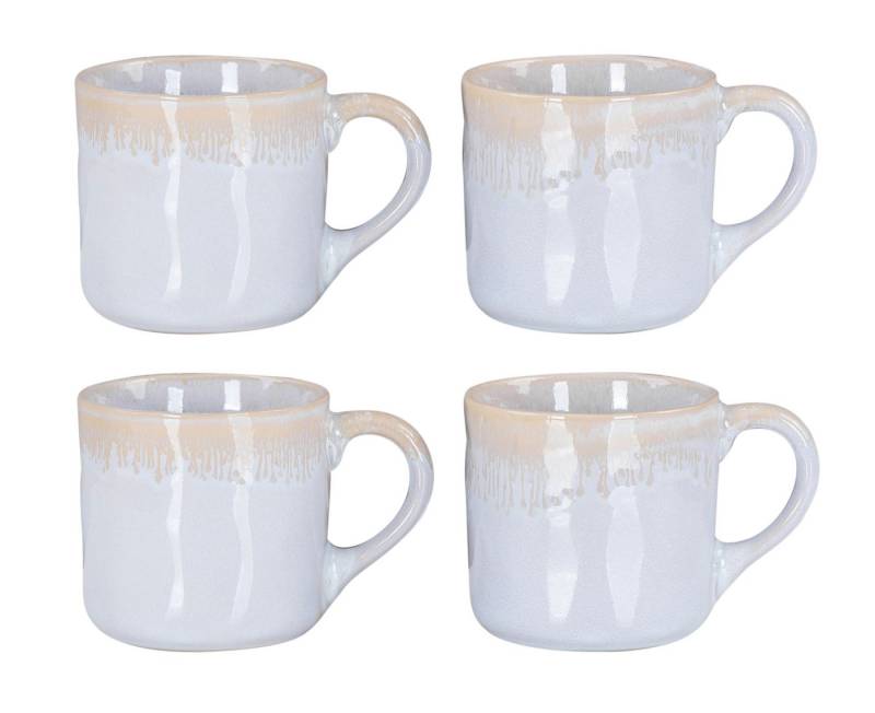 Levandeo® Becher, 4er Set Steingut Becher 350ml Tasse Grau Kaffeepott Tasse Modern von Levandeo®