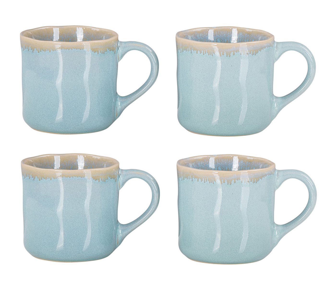 Levandeo® Becher, 4er Set Steingut Becher 350ml Tasse Grün Kaffeepott Tasse Modern von Levandeo®