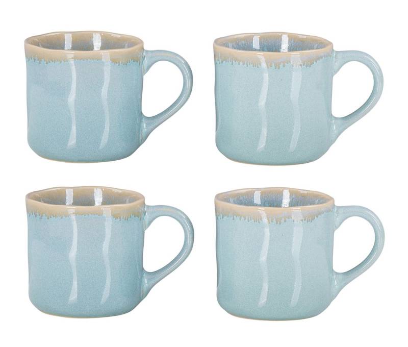 Levandeo® Becher, 4er Set Steingut Becher 350ml Tasse Grün Kaffeepott Tasse Modern von Levandeo®