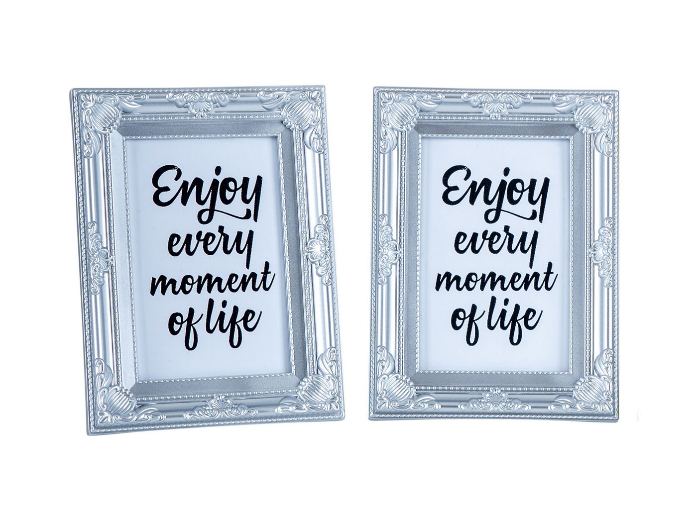 Levandeo® Bilderrahmen, 2er Set Bilderrahmen 10x15 Silber Barock Fotorahmen Antik Nostalgie von Levandeo®
