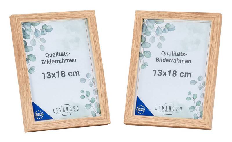 Levandeo® Bilderrahmen, 2er Set Portrait Bilderrahmen Made in EU 13x18 Eiche Optik von Levandeo®