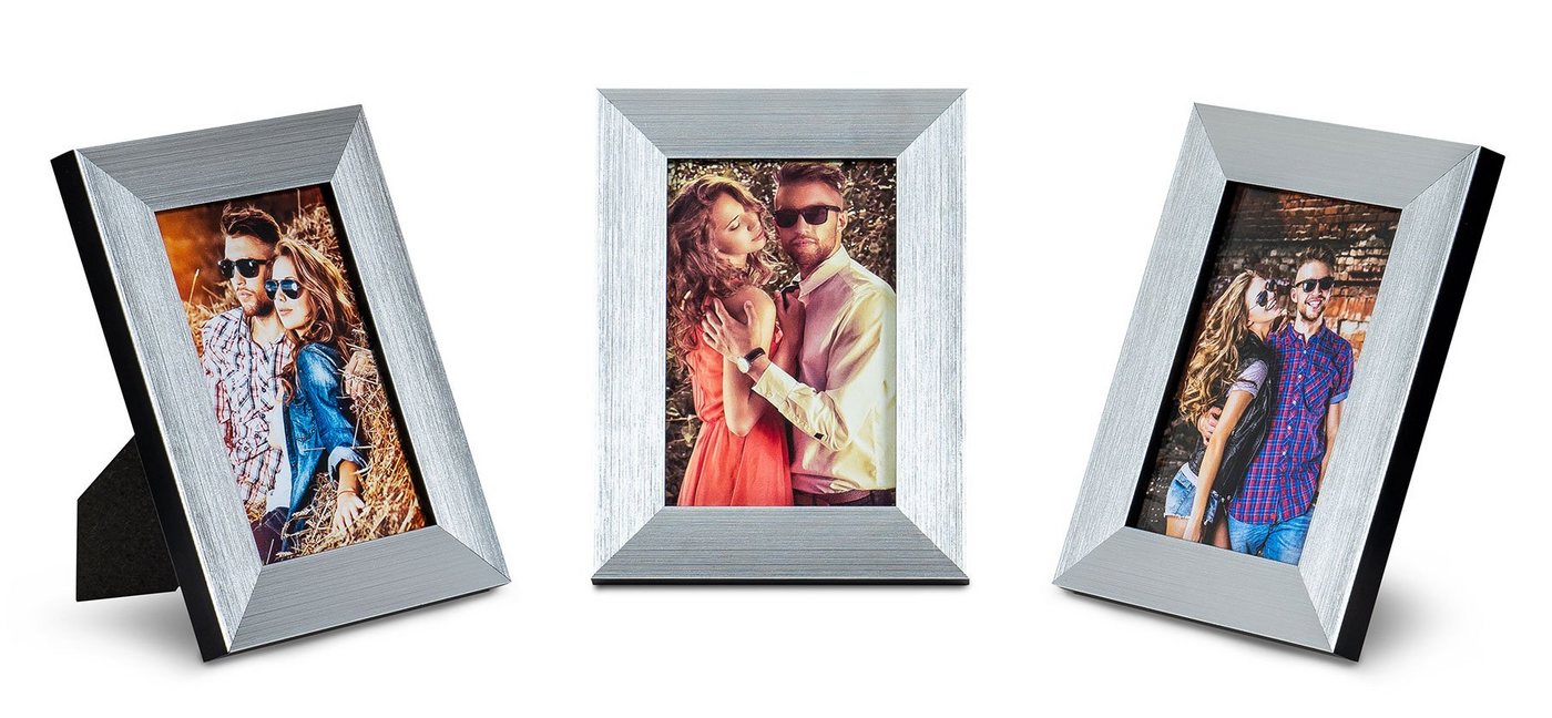 Levandeo® Bilderrahmen, 3er Set Bilderrahmen 10x15cm Aluminium Schwarz Fotorahmen von Levandeo®