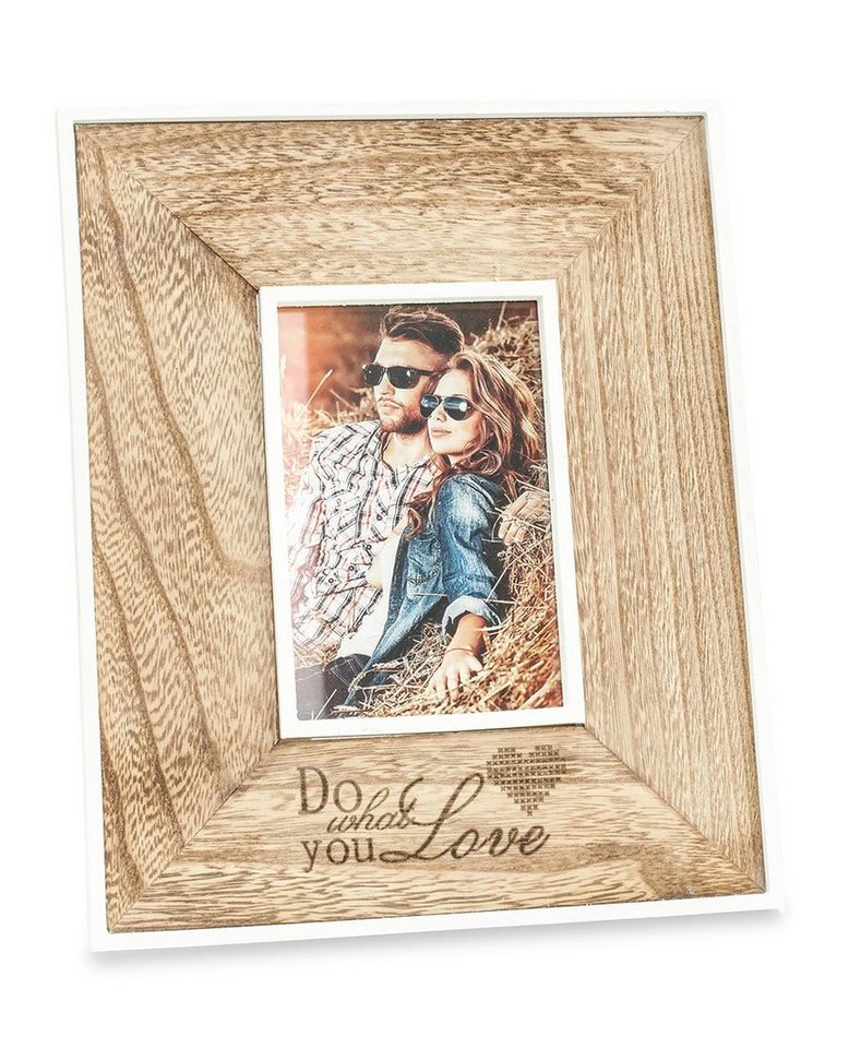 Levandeo® Bilderrahmen, Fotorahmen Aufsteller braun Do what you love Holz Glas von Levandeo®