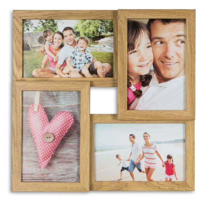 Levandeo® Bilderrahmen Collage, levandeo Bilderrahmen Collage 28x28cm 4 Fotos 10x15 Eiche MDF Holz von Levandeo®