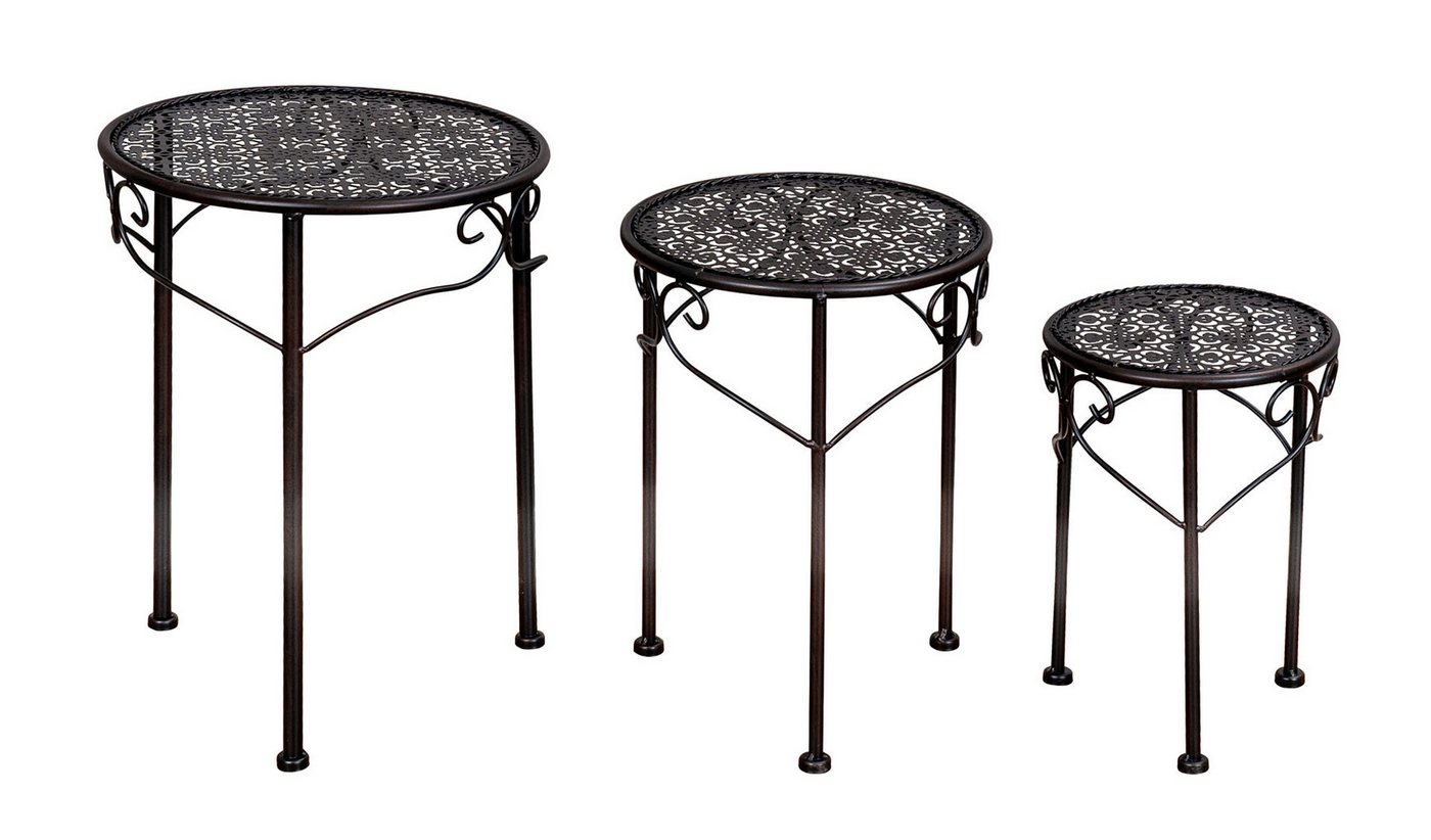 Levandeo® Blumenhocker, 3er Set Blumenhocker Metall Schwarz Pflanzenständer Rund Tisch von Levandeo®