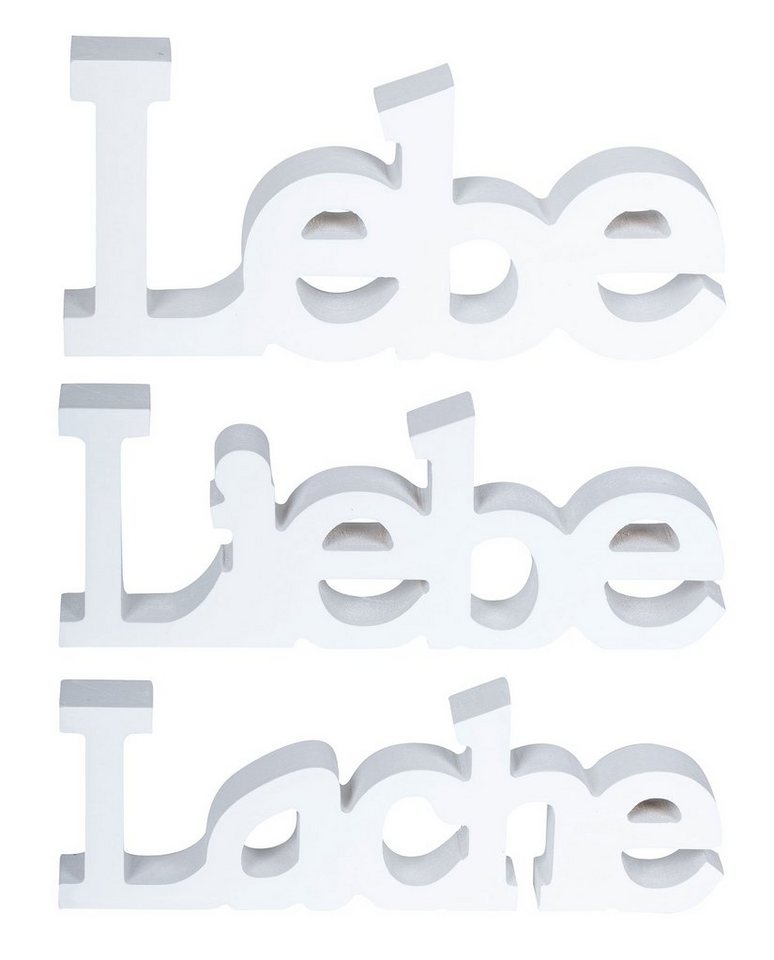 Levandeo® Deko-Schriftzug, 3er Set Schriftzug Holz Lebe Liebe Lache Weiß Aufsteller Deko von Levandeo®