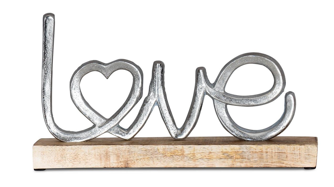 Levandeo® Deko-Schriftzug, Aufsteller Mango Schriftzug Love H17cm Metall Holz Deko Mangoholz von Levandeo®