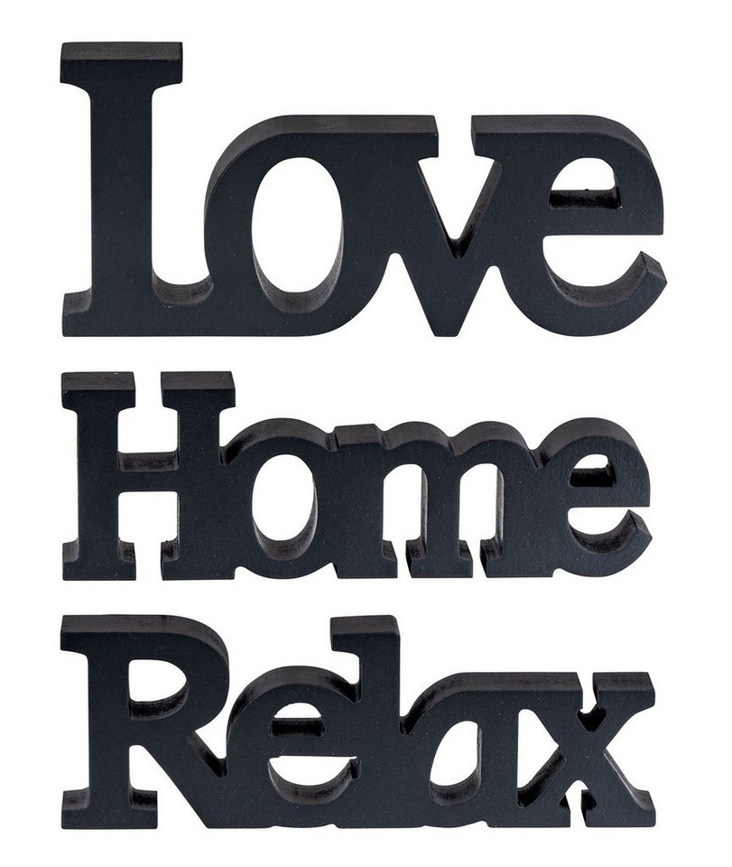Levandeo® Deko-Schriftzug, Love Home Relax Schriftzug Schwarz MDF Holz Deko Aufsteller Tischdeko von Levandeo®