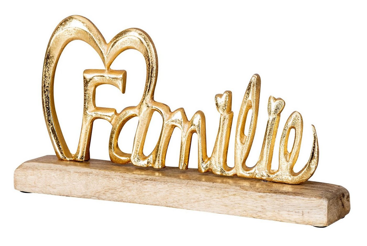 Levandeo® Deko-Schriftzug, Schriftzug Familie Gold L30cm Metall Mango Holz Aufsteller Buchstaben von Levandeo®