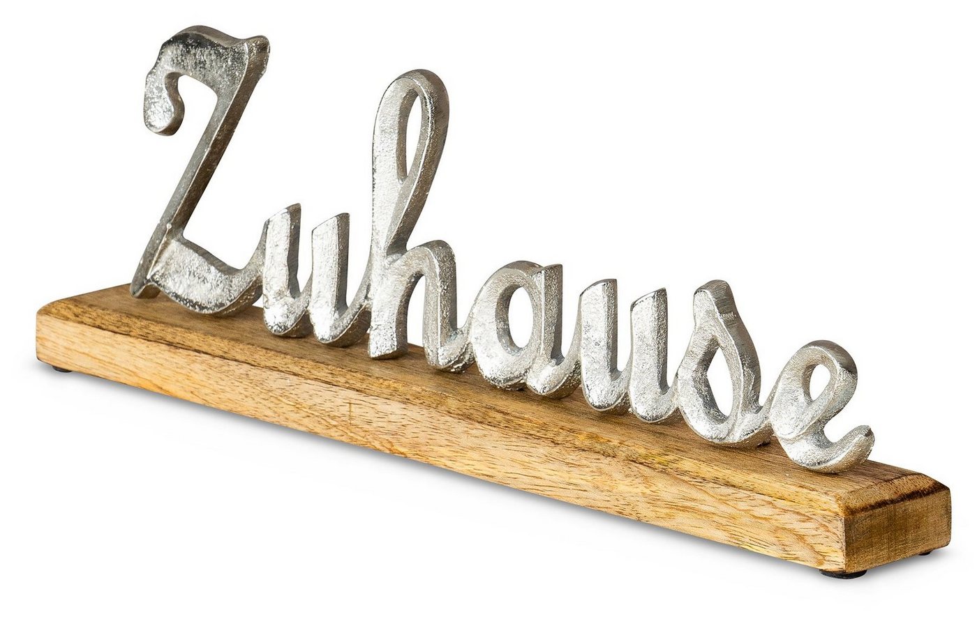 Levandeo® Deko-Schriftzug, Schriftzug Zuhause L40,5cm Metall Silber Mango Holz Tischdeko Deko Aufsteller von Levandeo®