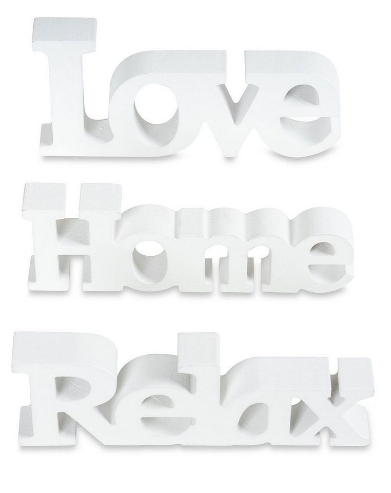 Levandeo® Deko-Schriftzug, levandeo 3er Set Schriftzug Holz Love Home Relax weiß shabby von Levandeo®