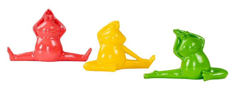 Levandeo® Dekofigur, 3er Set Frosch Deko Yoga Pink Gelb Grün Dekofigur Yogapose Geschenk von Levandeo®