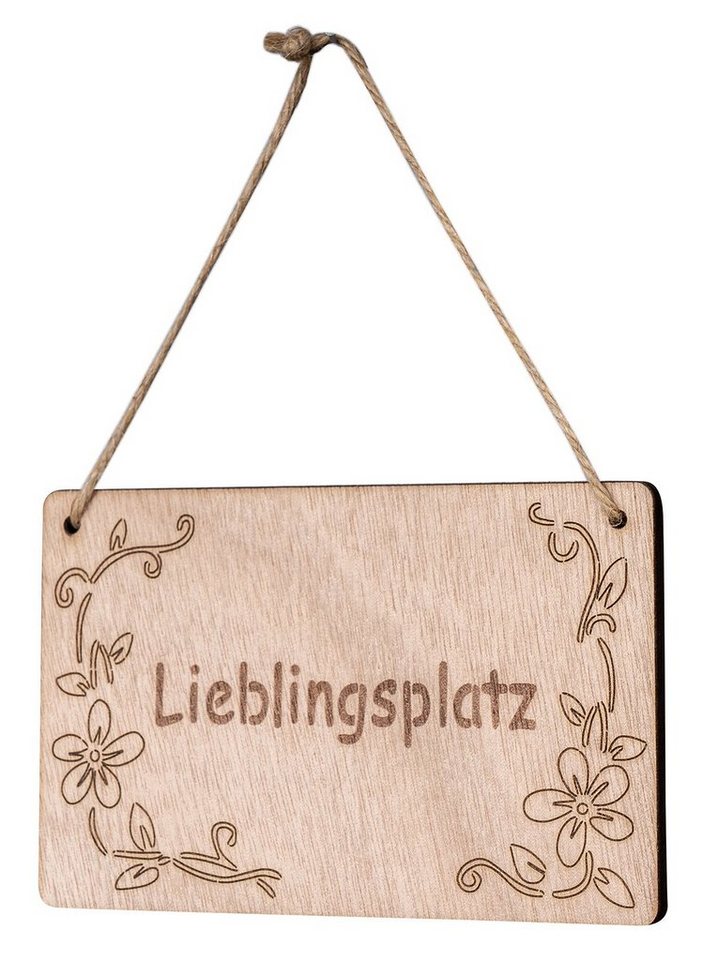 Levandeo® Dekohänger, Schild Lieblingsplatz 13x8cm Birkenholz Holzschild Blumen Deko Holz von Levandeo®