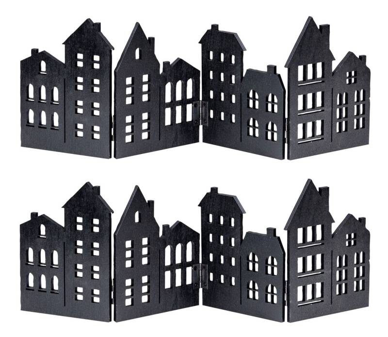 Levandeo® Dekoobjekt, 2er Set Haus Silhouette Holz Schwarz Deko Häuserzeile Aufsteller von Levandeo®