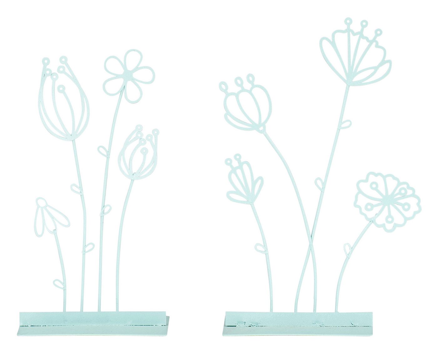 Levandeo® Dekoobjekt, 2er Set Metall Blume H18cm Pastell Grün Deko-Aufsteller Tischdeko von Levandeo®