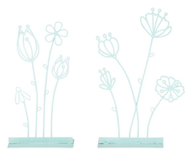 Levandeo® Dekoobjekt, 2er Set Metall Blume H18cm Pastell Grün Deko-Aufsteller Tischdeko von Levandeo®