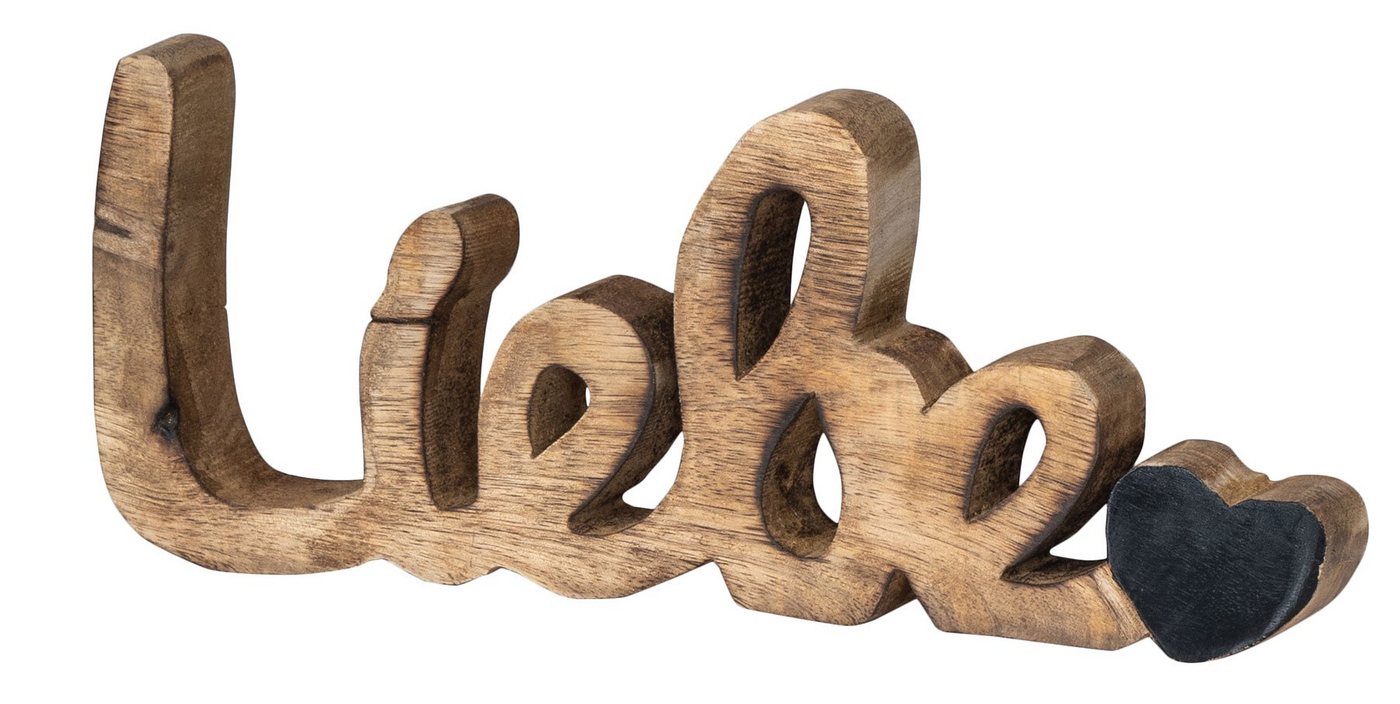 Levandeo® Dekoobjekt, Schriftzug Liebe L26cm Mango Natur Schwarz Holz Buchstaben Tischdeko von Levandeo®