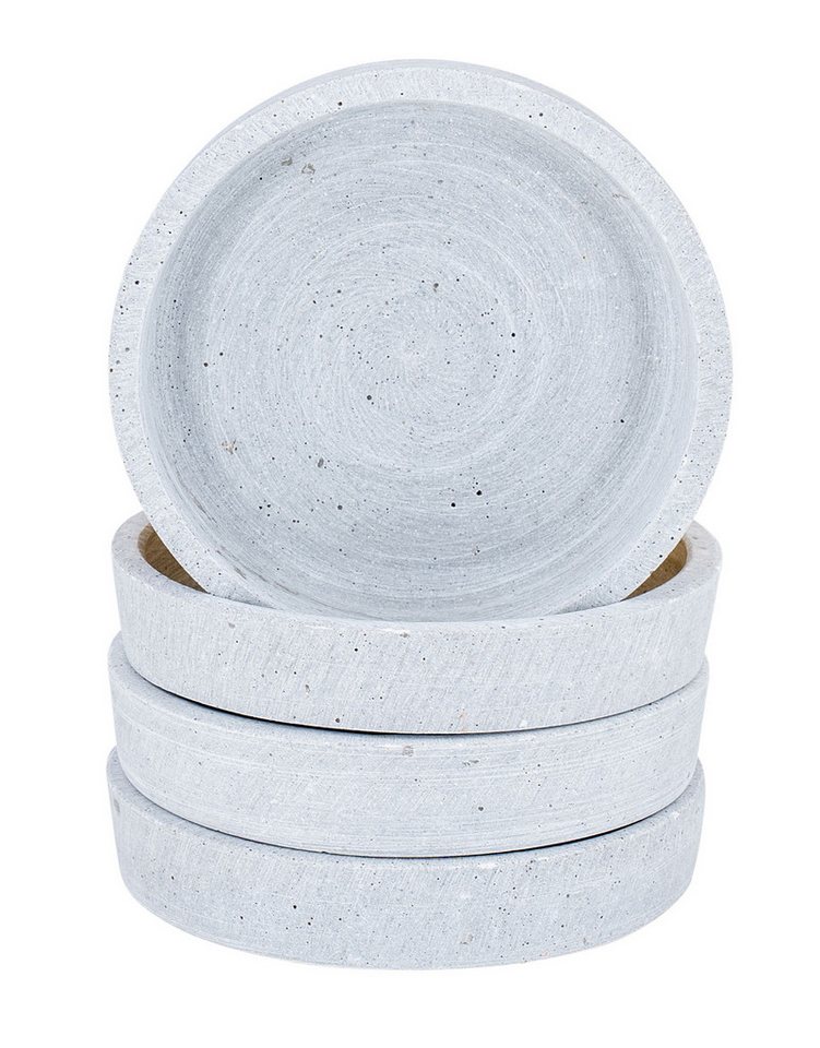Levandeo® Dekotablett, 4er Set Deko Teller 11cm Rund Teller Grau Betonoptik Kerzenschale von Levandeo®