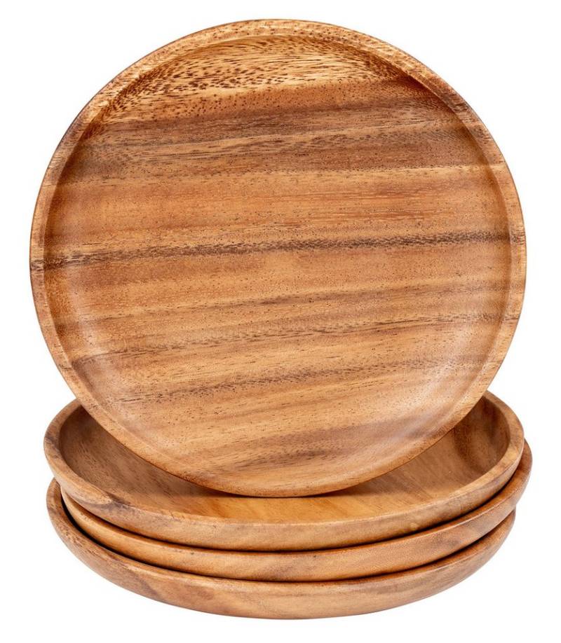 Levandeo® Dekoteller, 4er Set Runde Teller Akazie Ø20cm Holzteller Snackteller Dekoteller von Levandeo®